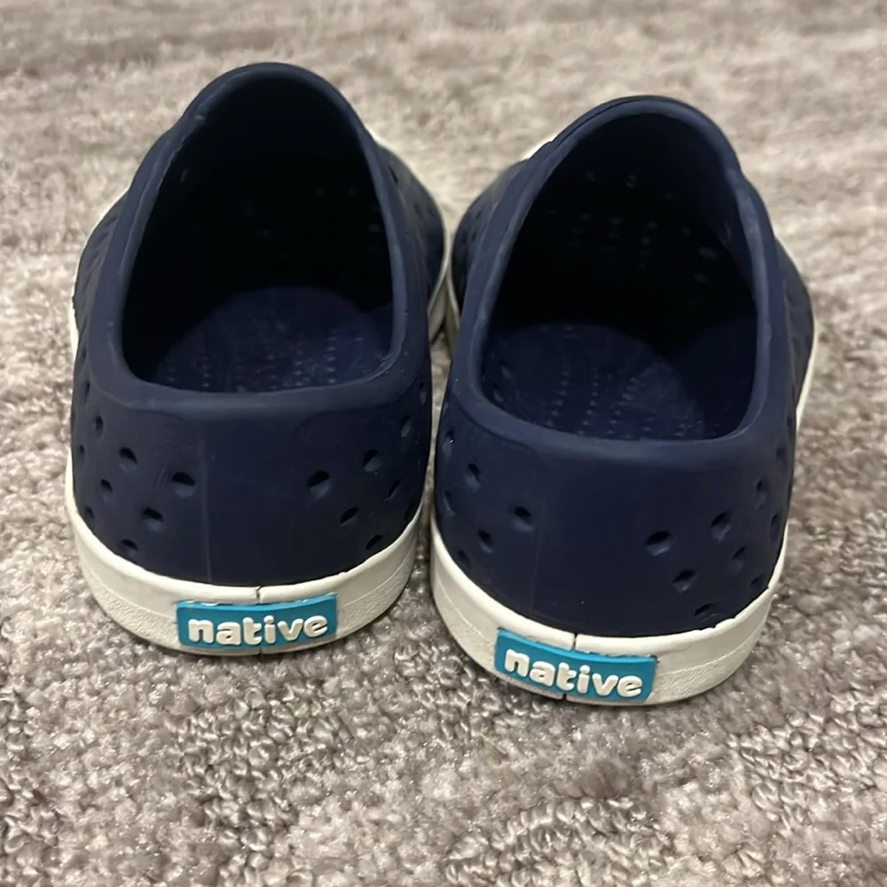 Native Shoes Kids Navy Blue Slip-On Water Shoes with White Toe
